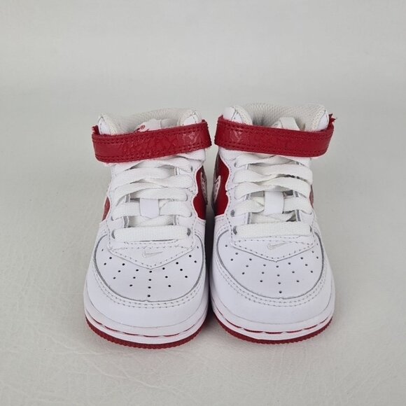 Nike Air Force 1 Mid TD TODDLERS Shoes White/Red Sneakers Size 3c - Picture 4 of 8